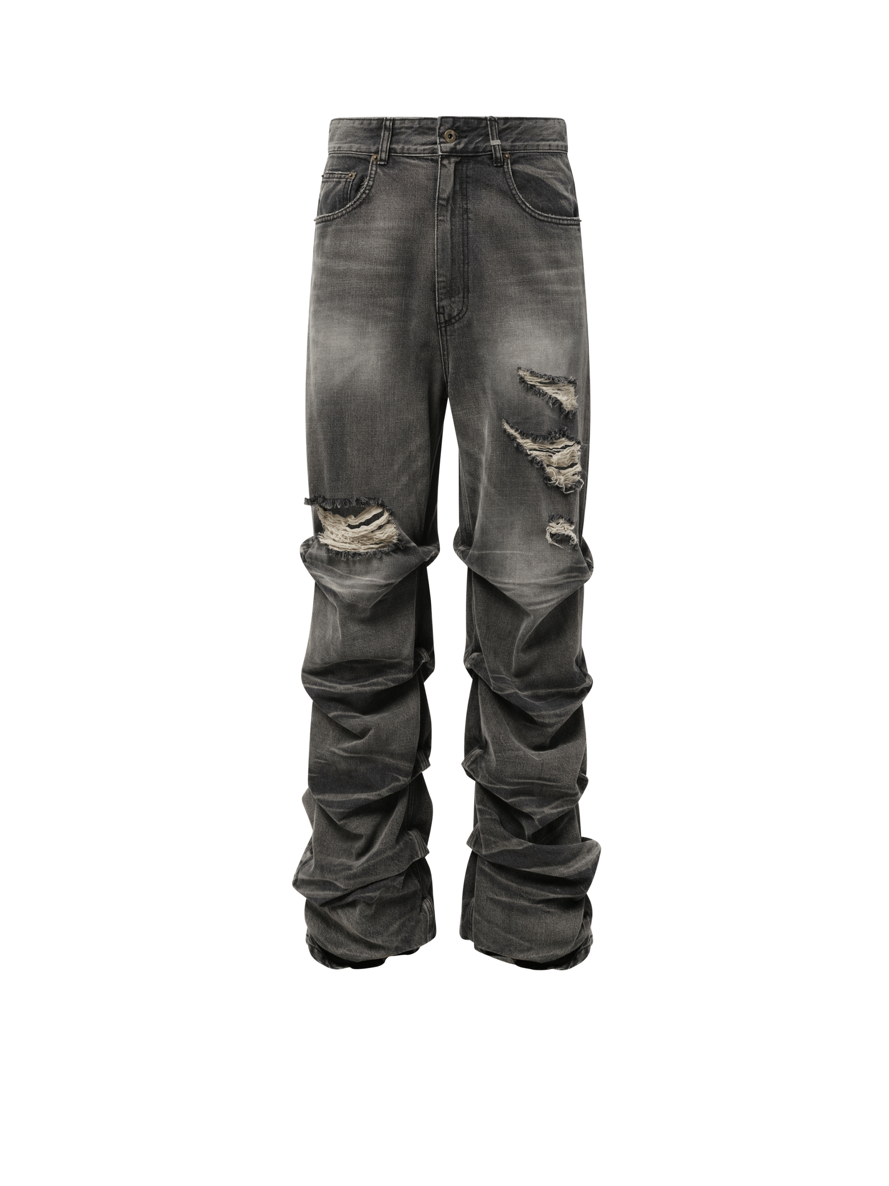 We11 Done Men's Wrinkled Straight Denim Trousers In Black