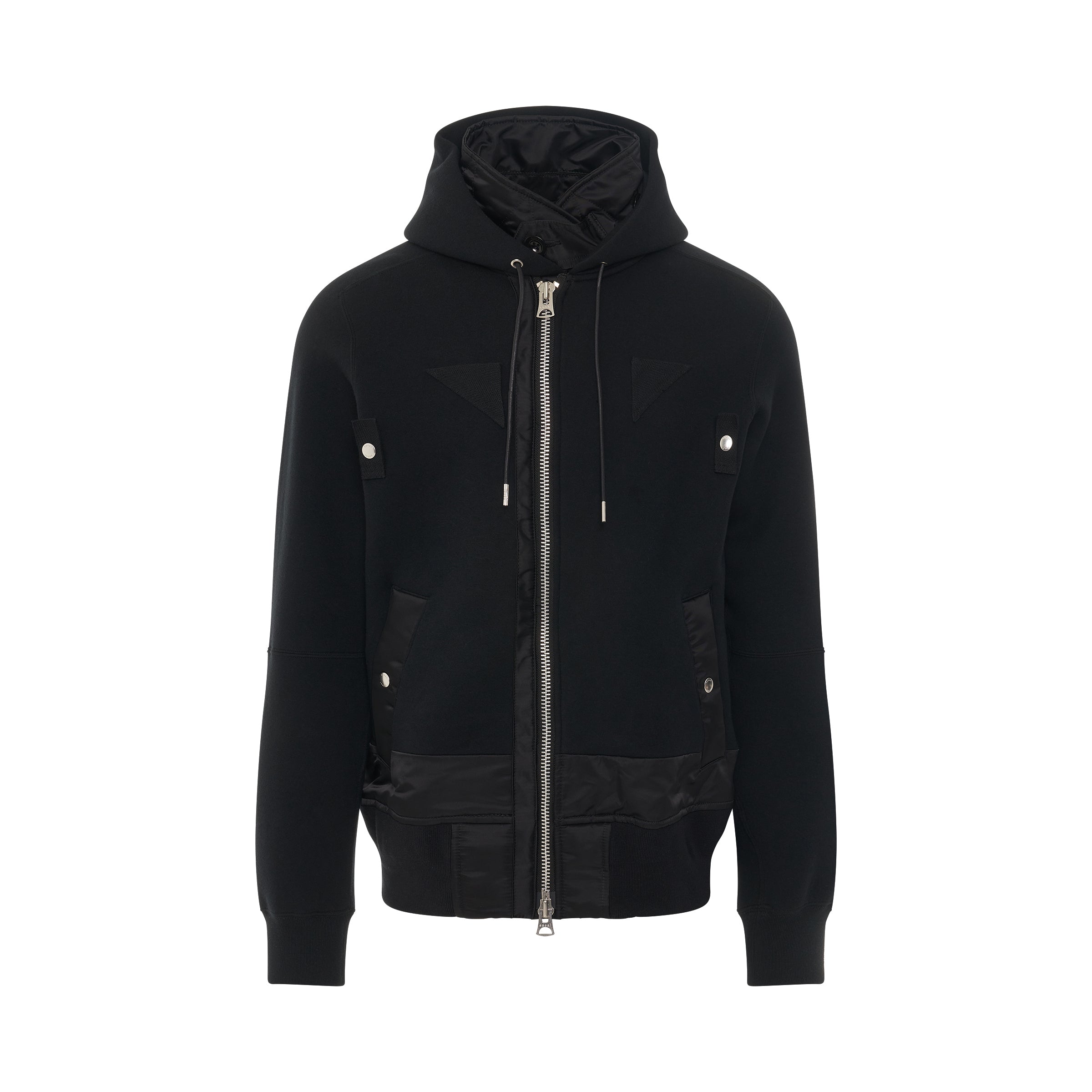 SACAI Nylon Twill Sponge Sweat Hooded Jacket in Black – MARAIS