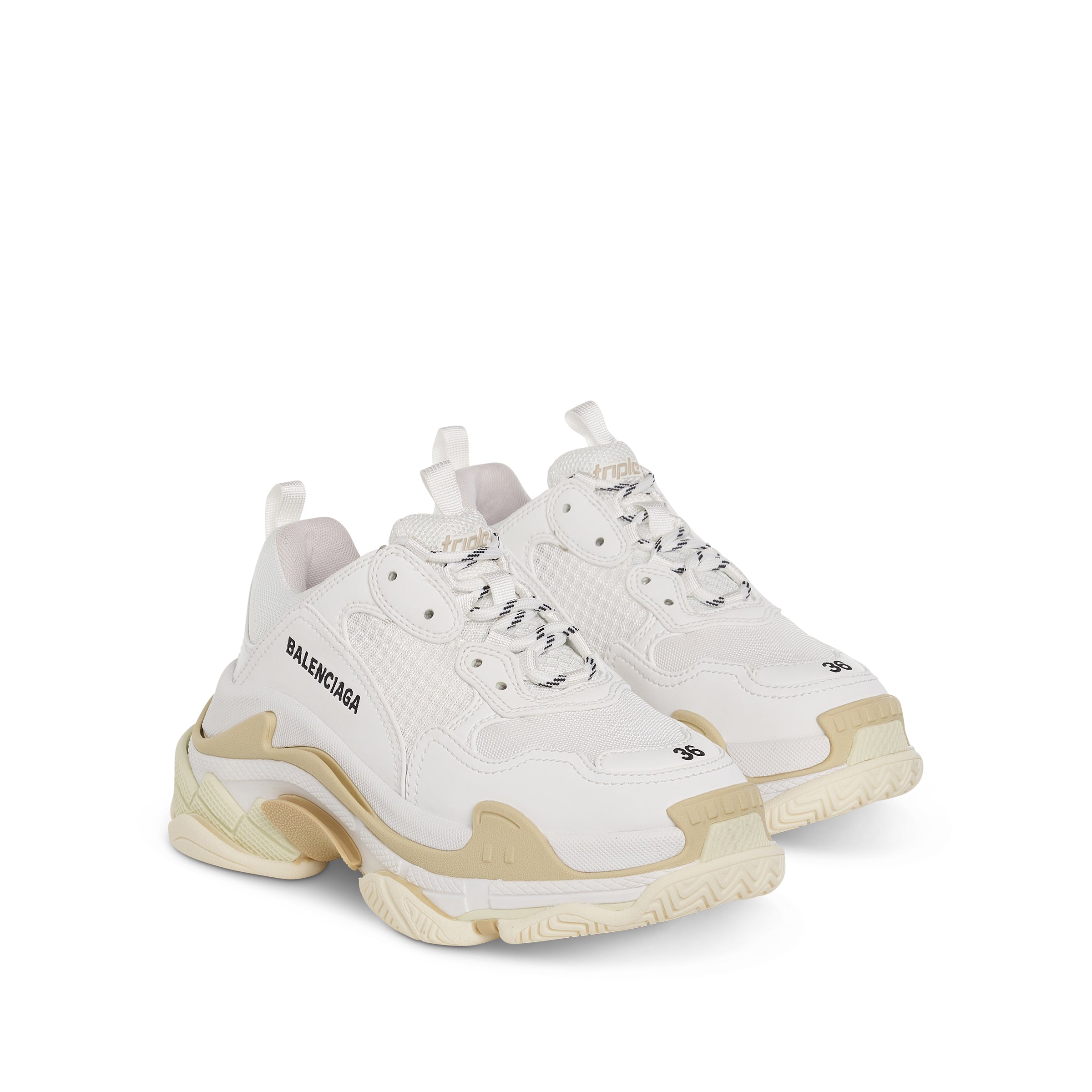 cream balenciaga triple s