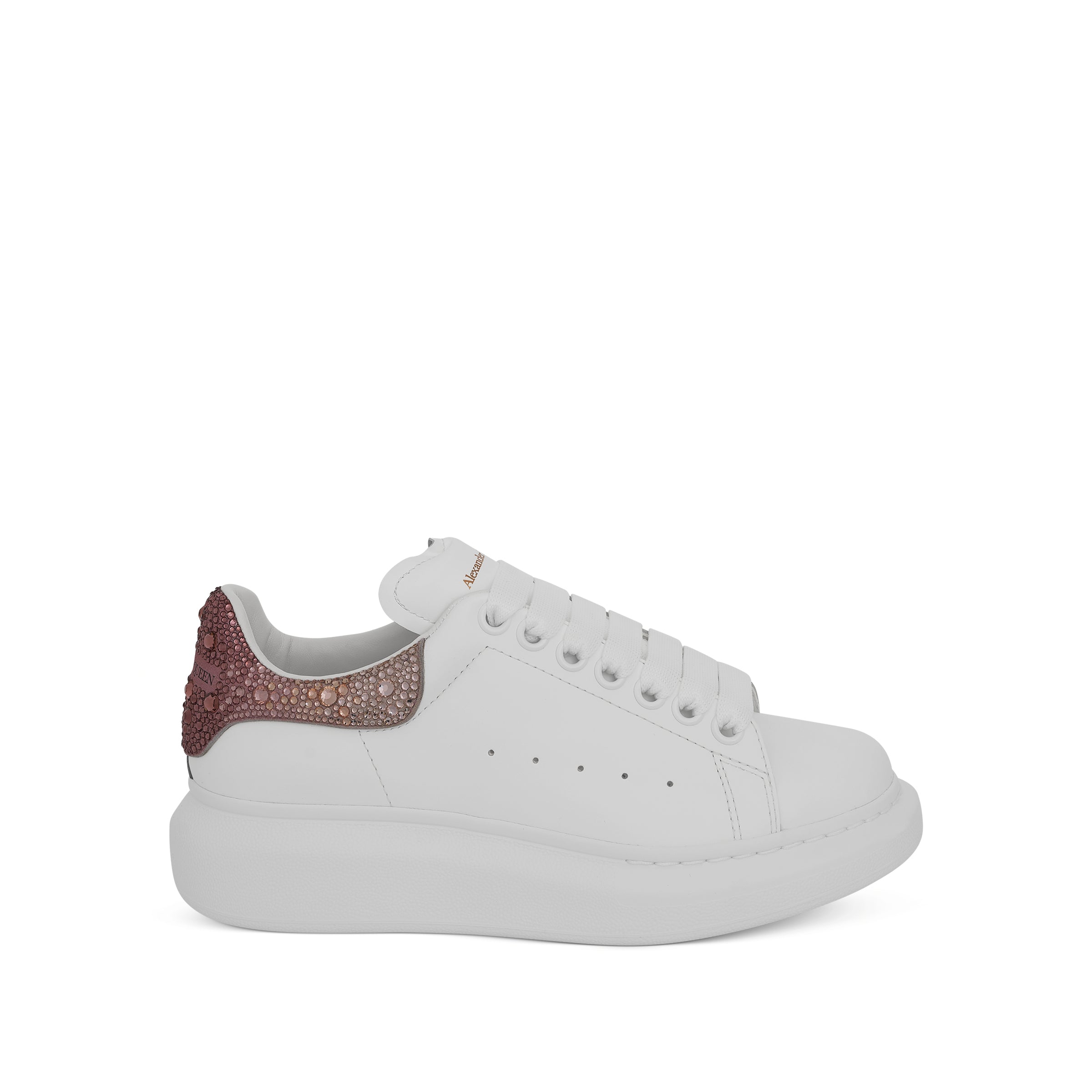 Larry Oversized Degrade Strass Sneakers in White/Pink