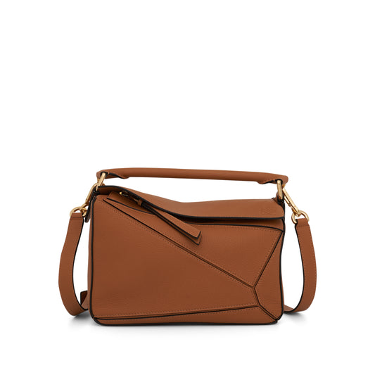 Loewe Puzzle Nano Leather Shoulder Bag in Brown