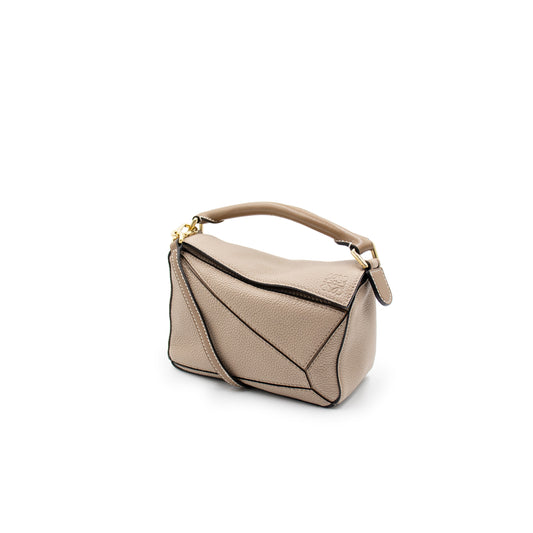 Loewe Small Puzzle Bag In Soft Grained Calfskin Leather In Dark Butter in  Natural