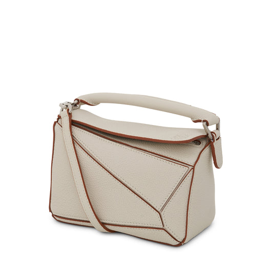 Loewe Puzzle Small Bag in Khaki Green & Soft White