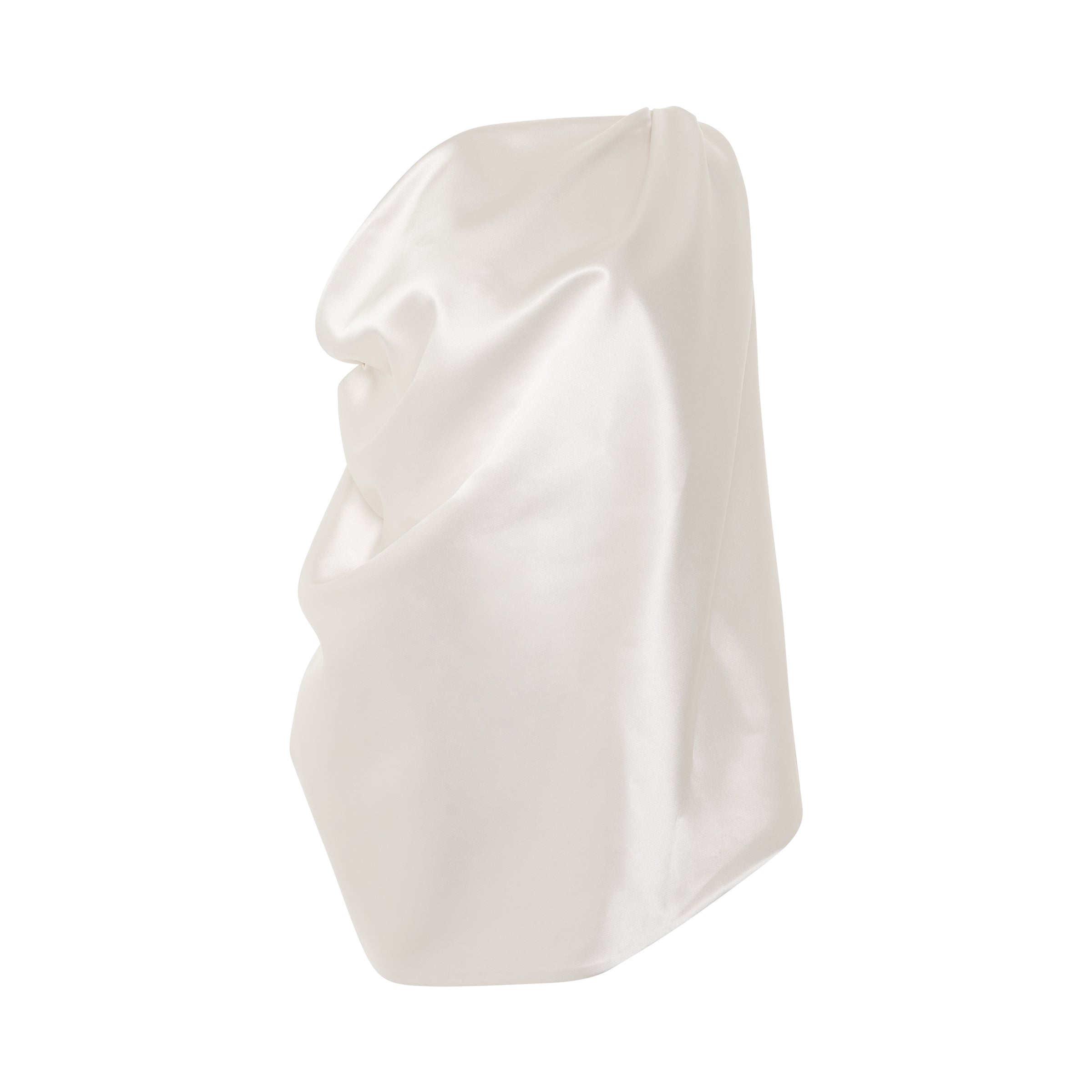 WE11DONE Cowl Drape Neckline Satin Long Cape Dress in White – MARAIS