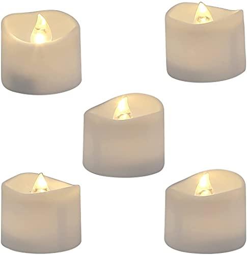 Realistic and Bright Flickering Bulb Battery Operated Flameless LED Tea Light for Seasonal & Festival Celebration, Pack of 12, Electric Fake Candle in Warm White and Wave Open - Lasercutwraps Shop