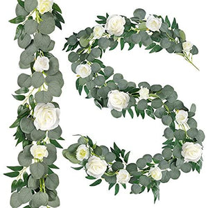 2pcs Artificial Eucalyptus Garland with Flowers Greenery Garland Willo ...