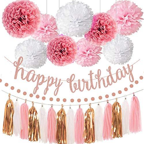 Gold Birthday Balloon Decorations with Birthday Banner and Tassel Garl –  Lasercutwraps Shop