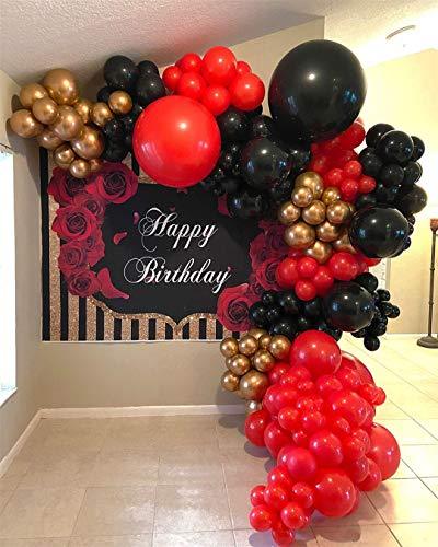 145pcs Red Black Balloon Garland Arch Kit Balloons Night Casino