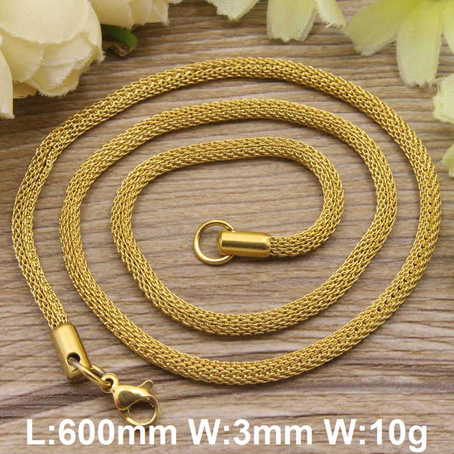 Hot new stainless steel jewelry gold color and silver color trendy Necklace for women and men  NFHGC