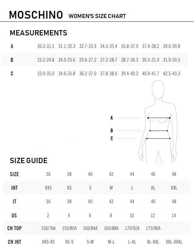 moschino men's size chart