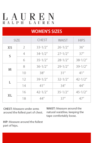 Ralph Womens Shirt Size Chart