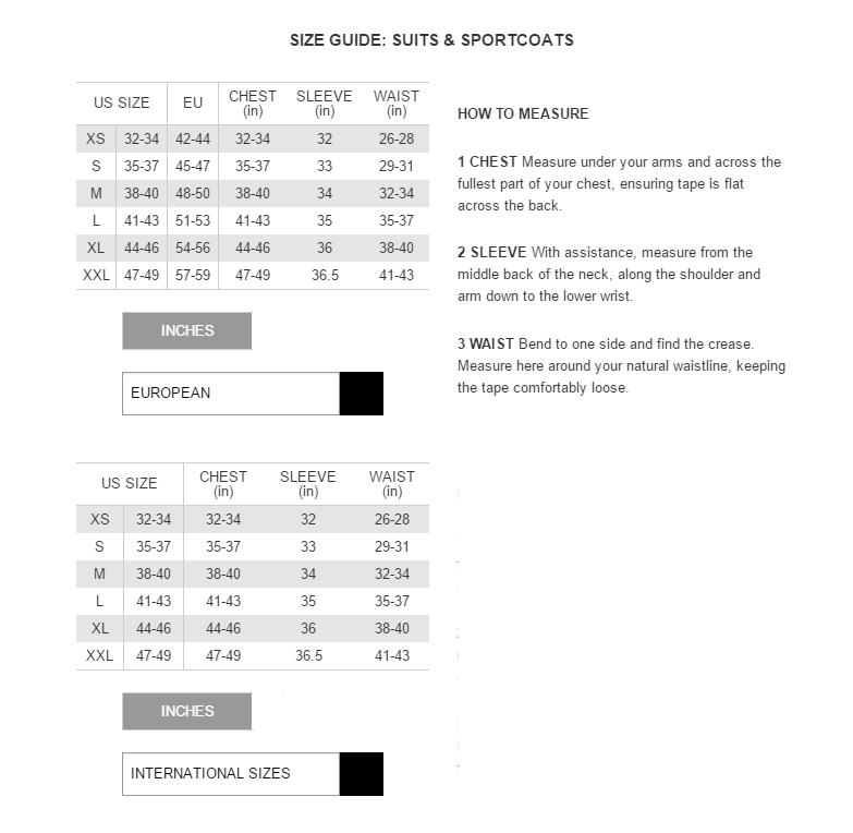 Ermenegildo Zegna Size Chart