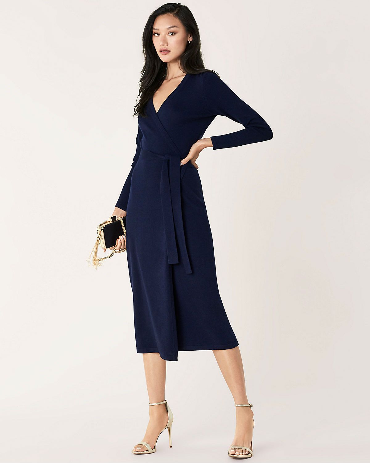 new linda cashmere wrap dress