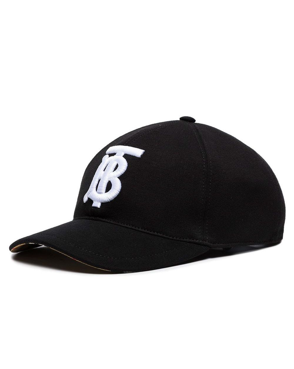 Burberry Black And White TB Logo Embroidered Cotton Baseball Cap ...