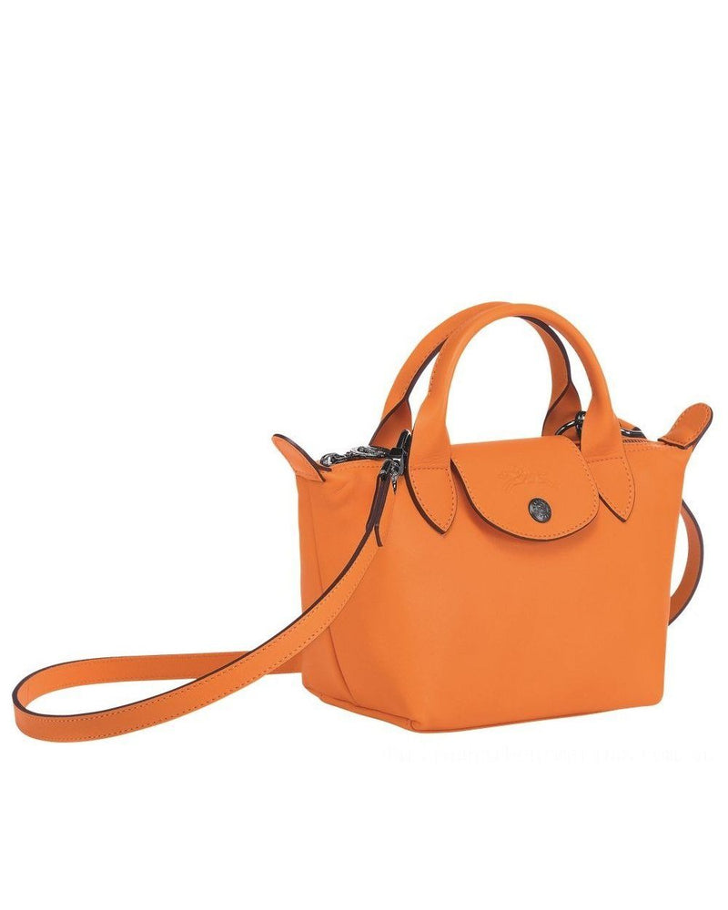 Longchamp Le Pliage Orange Leather Bag 