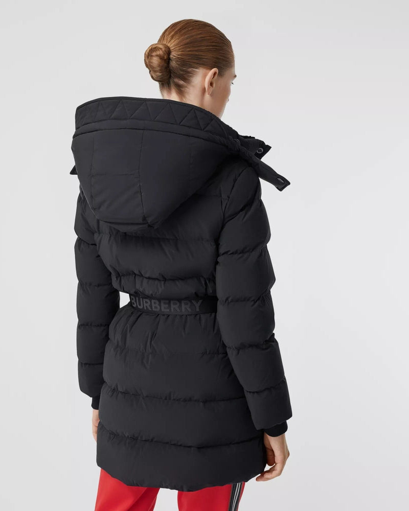 detachable hood belted puffer coat burberry