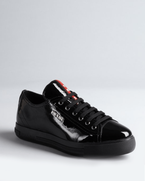 black patent prada trainers