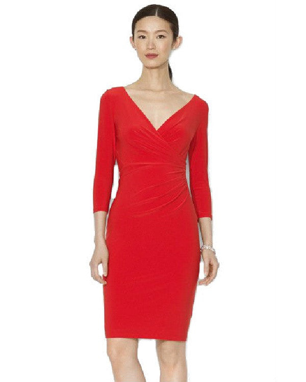 red jersey dress with sleeves