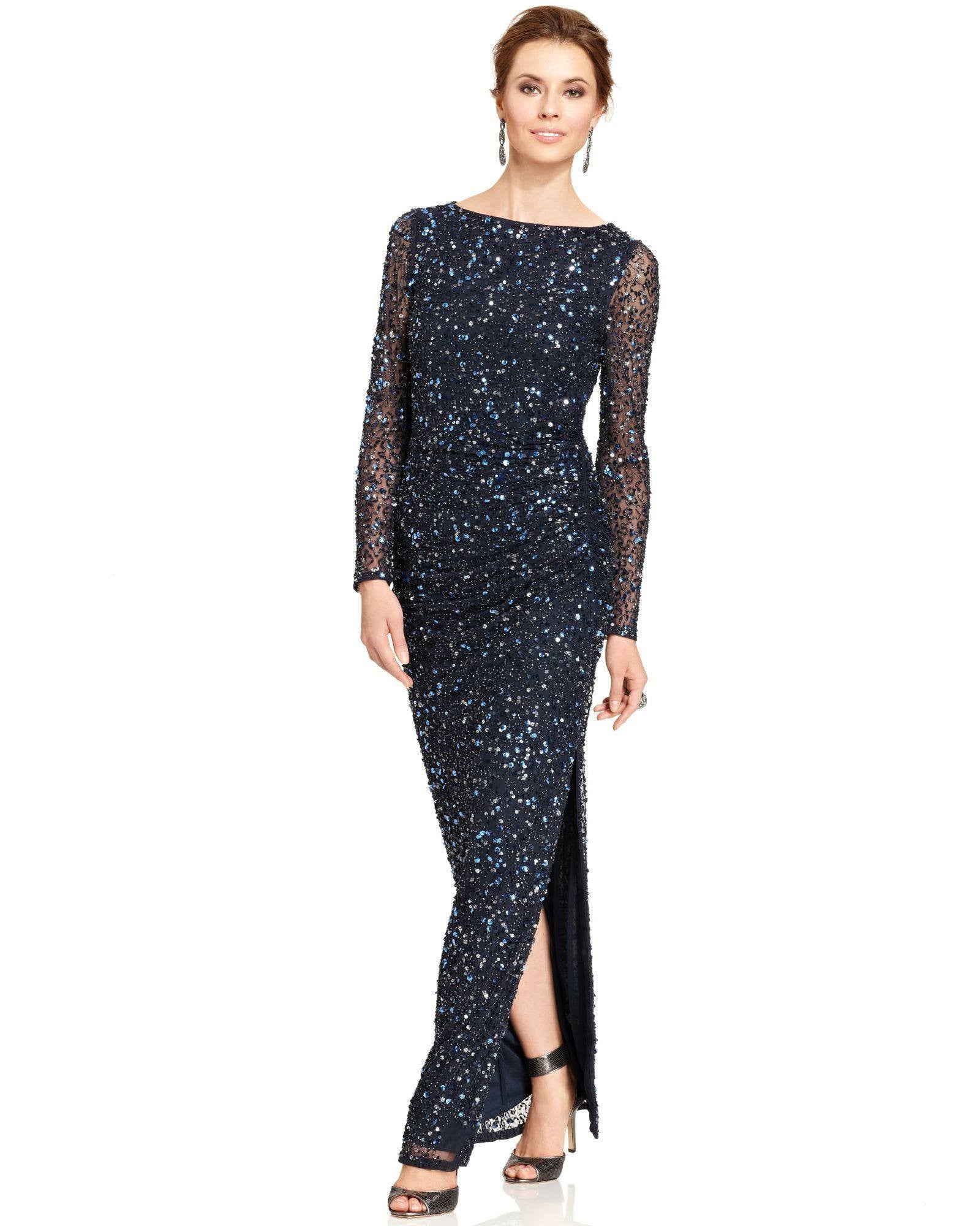 Patra Long-Sleeve Sequin Gown – Fashionbarn shop