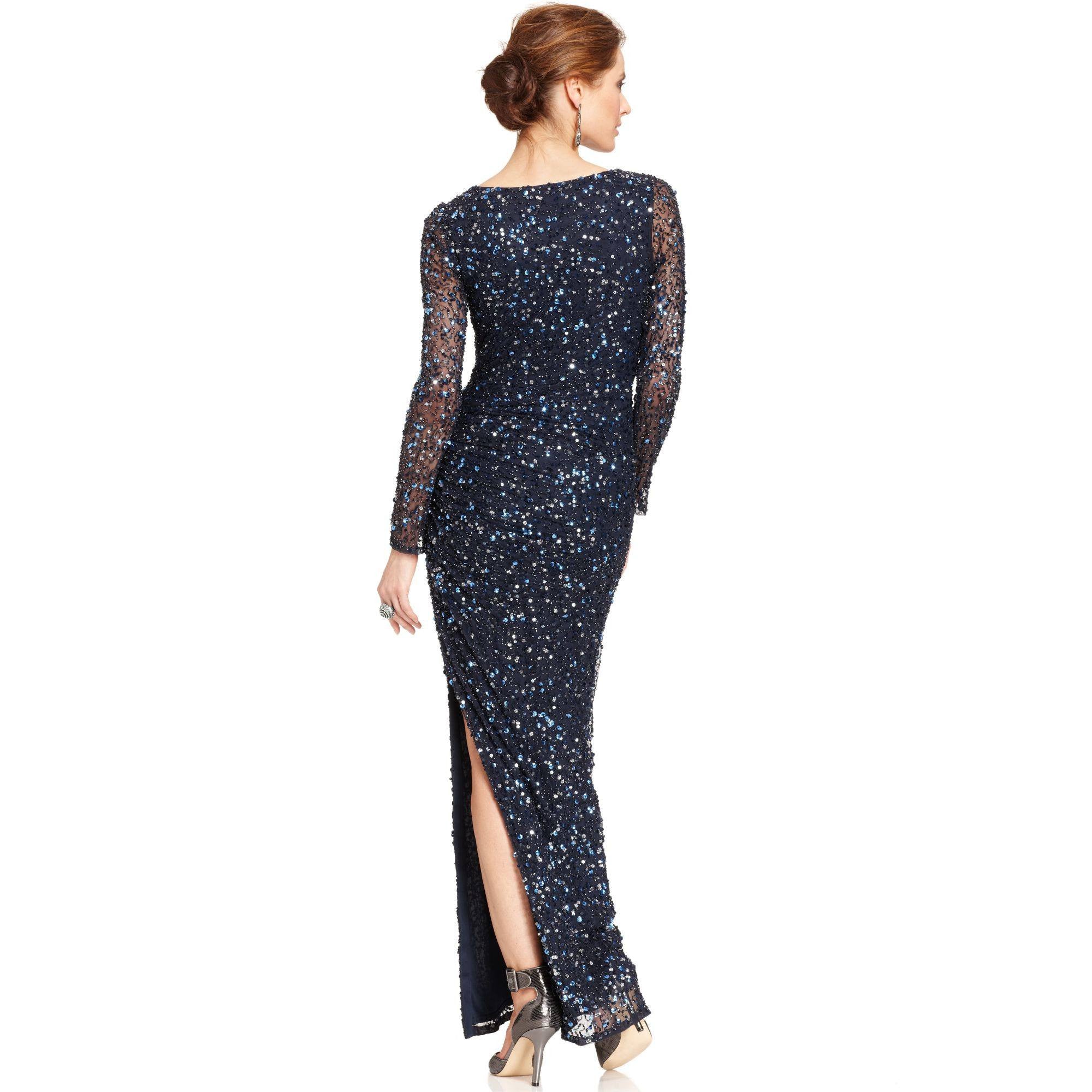 Patra Long Sleeve Sequin Gown Fashionbarn Shop 7874