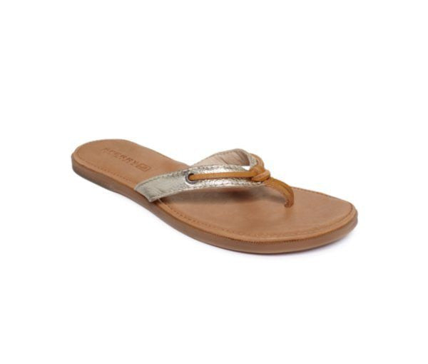 womens sperry leather flip flops