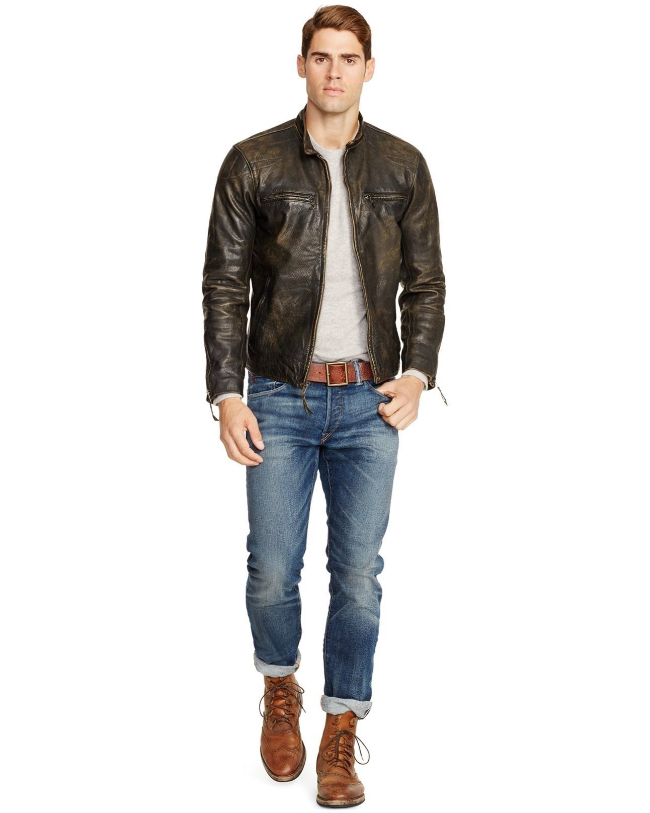 Polo Ralph Lauren Distressed Leather Jacket – Fashionbarn shop