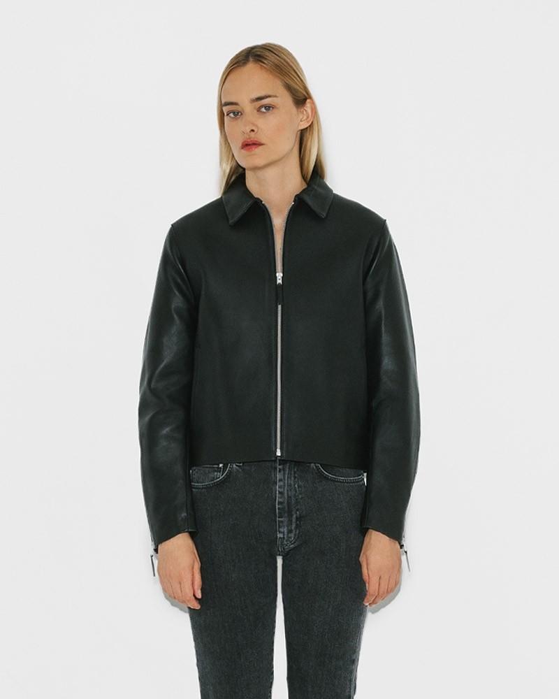 TOTÊME Cropped Leather Jacket in Black – Fashionbarn shop