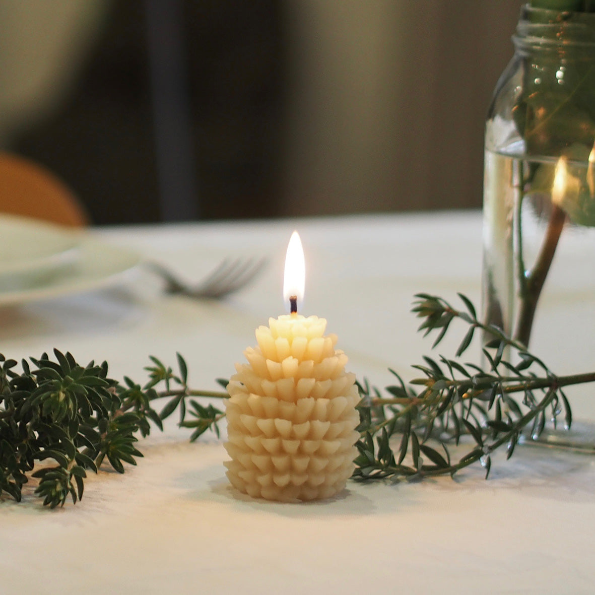 Buy Pinecone Taper Candle Holder 12cm in Australia