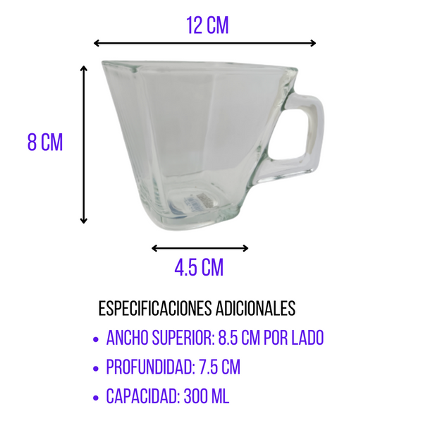 Set de Dos Tazas de 300 ml de Vidrio, Cocina