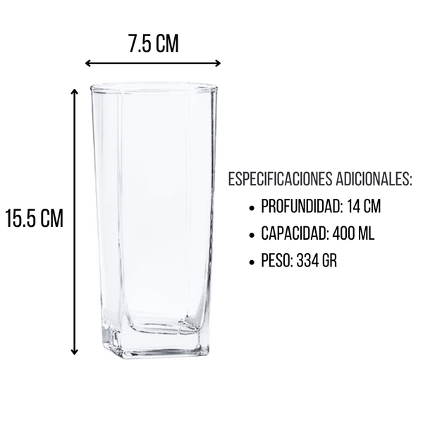 Vaso de Vidrio Cuadrado City 400 ml.  ANFORAMA - Todo para mi cocina –  ANFORAMA (Todo para mi Cocina)