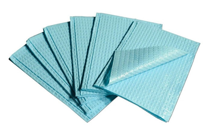 Dental Bibs (Pack of 500) 2-Ply Tissue - Poly Back Waffle Pattern