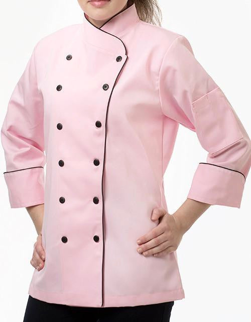 pink chef jacket short sleeve