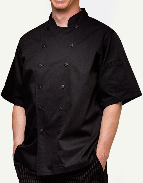 Traditional Chef Jacket - Black - Straight Collar – Chefs-Hat Inc.