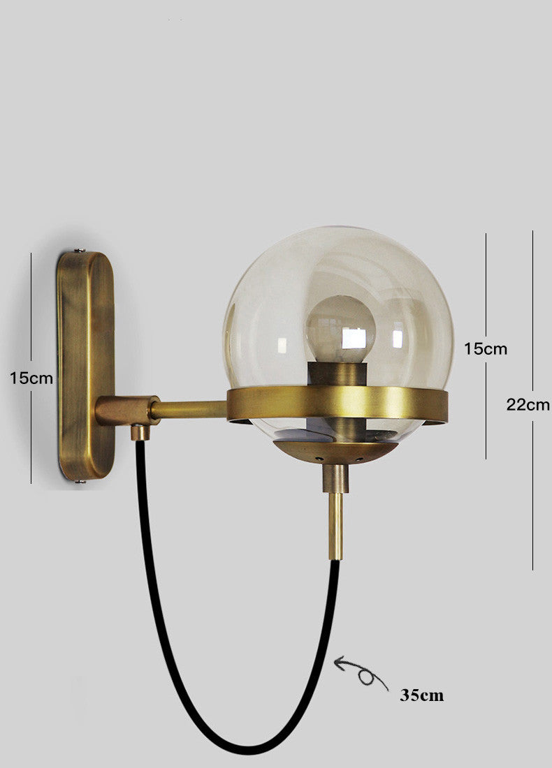 VINTAGE GLOBE GLASS WALL LAMP - LODAMER