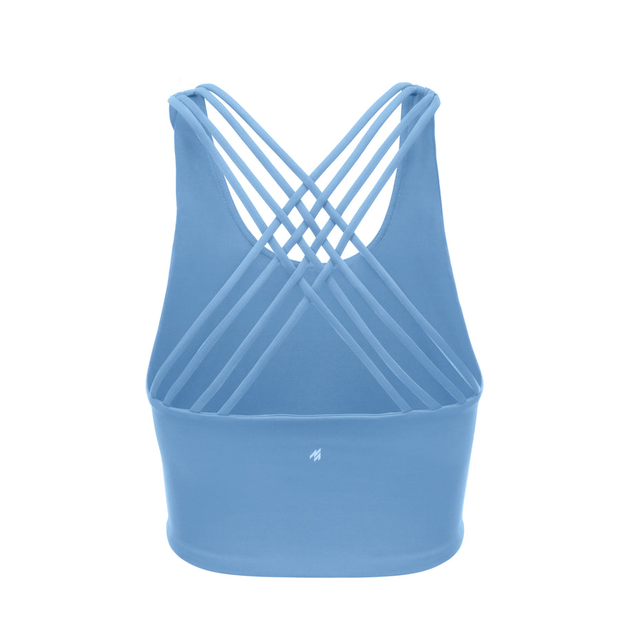 Skin Friendly Nude Sports Bra Cross Back Shockproof Fitness Vest  (Color:Code Blue Size:XL), snatcher