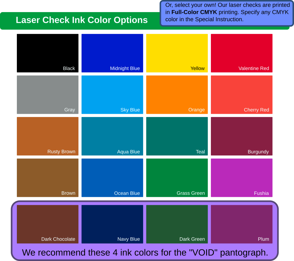 CBF Laser Check Ink Options