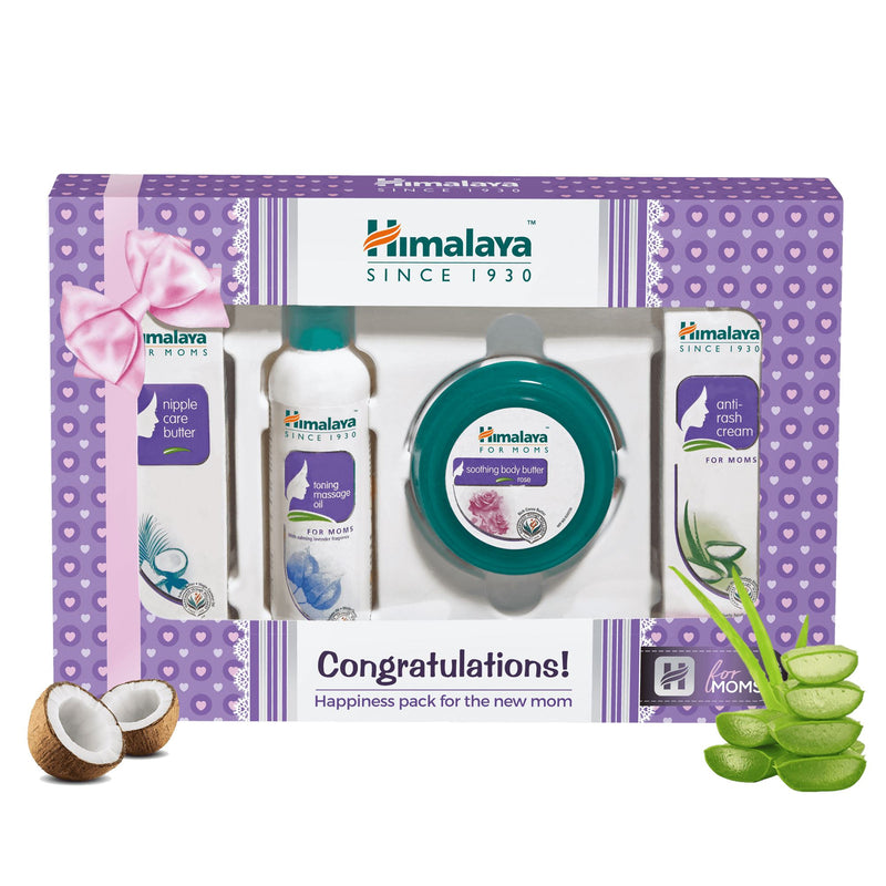 Himalaya Happiness Gift Pack FOR MOMS - Toning oil, rash cream, soothing body butter, and nipple care butter