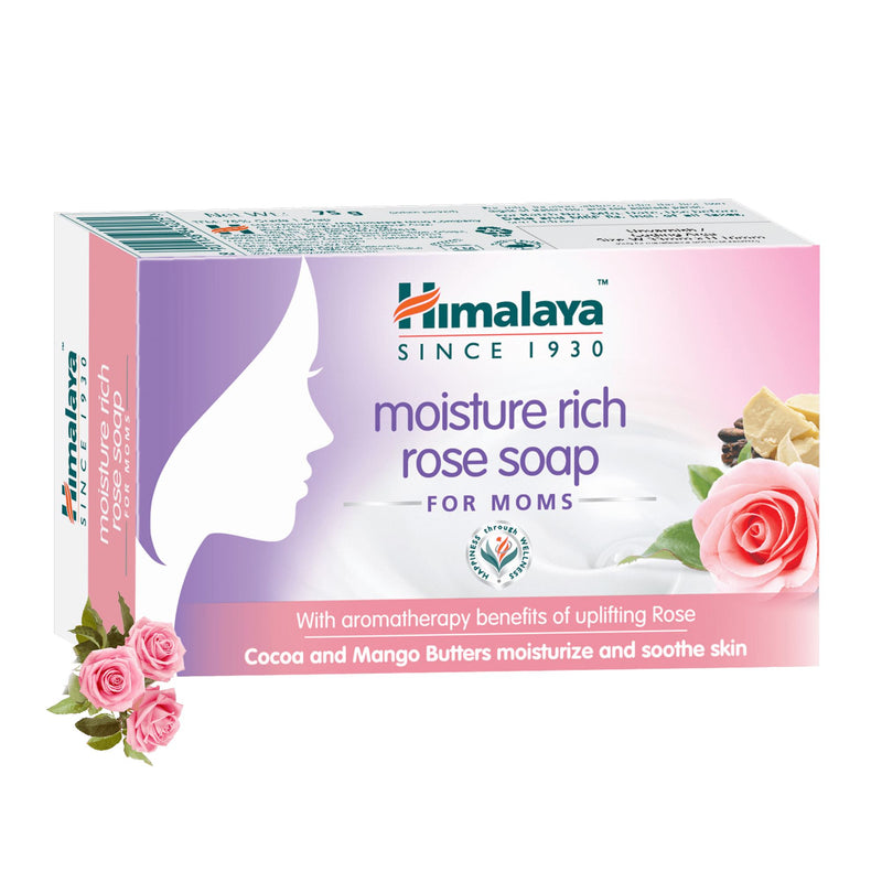 Himalaya Moisture Rich Rose Soap 75g - Soothes the skin and helps prevent post-bath dryness