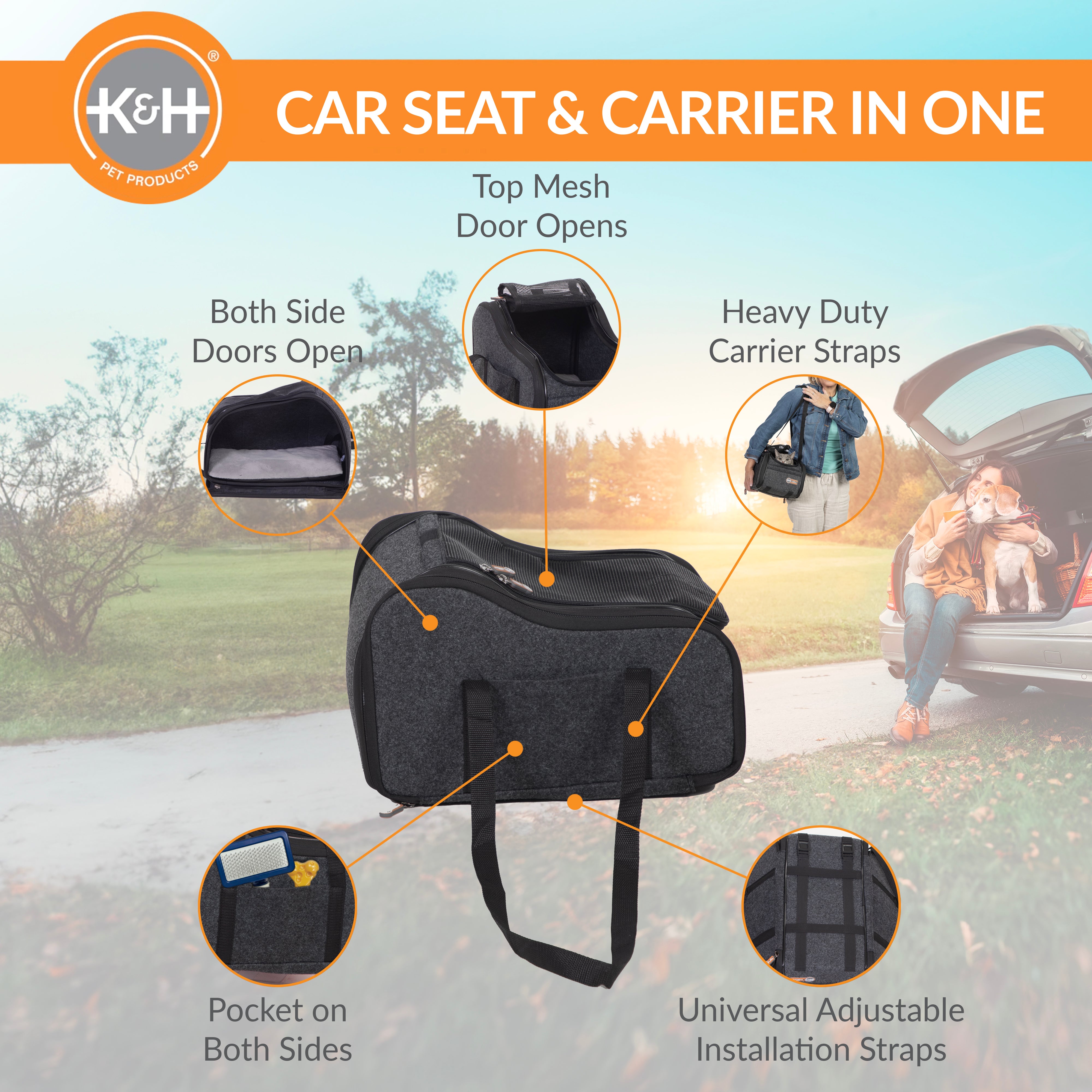 K&H Portable Pet Console Booster Dog Car Seat-image-1