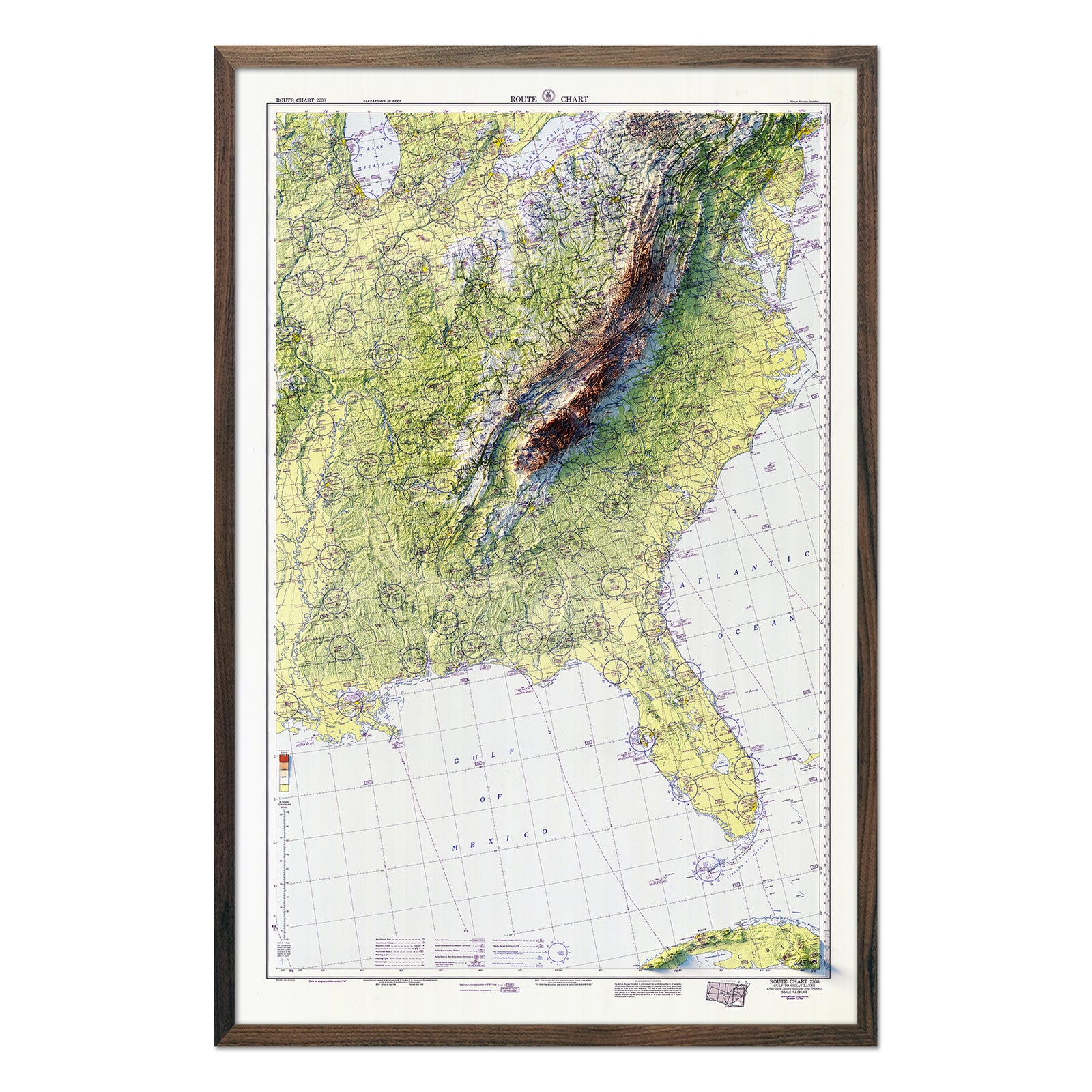 Aeronautical Chart of the Southeast USA - 1950