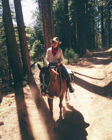 Guiding a tour on horseback on the Wawona