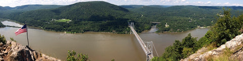 Panoramic view of Bear Mountain and Bear Mountain Bridge overlooking the Hudson River