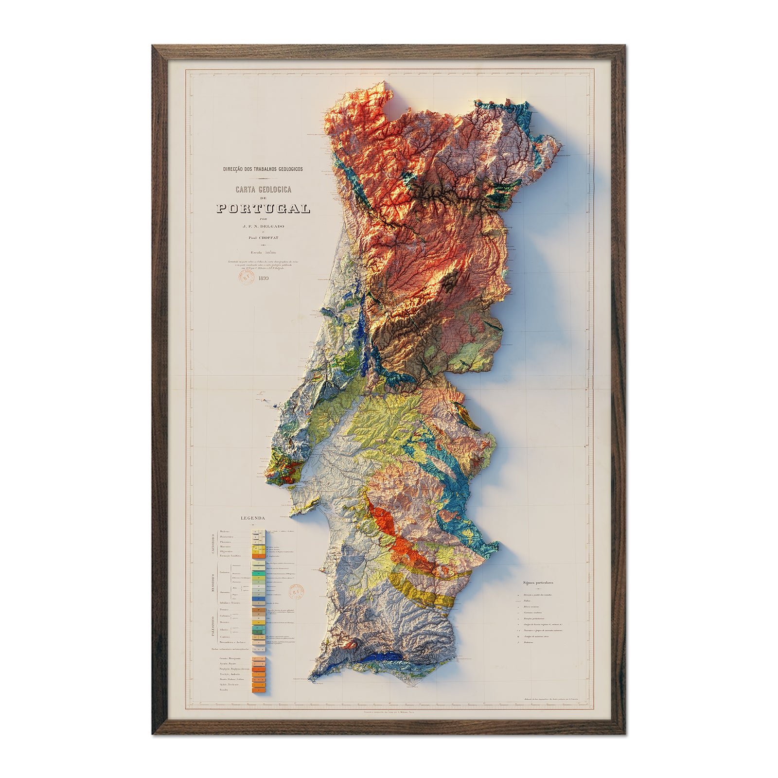 Portugal mapa político – Papel laminado A2 Size 42 x 59.4 cm