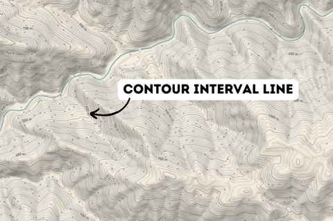 A contour line interval highlighted on a map.