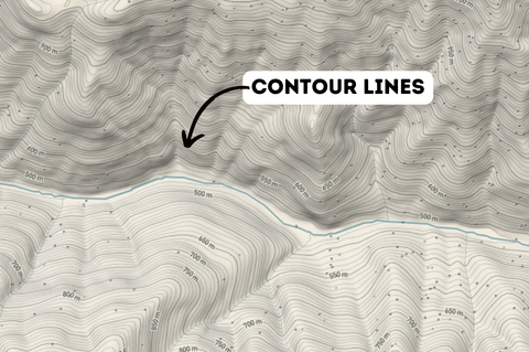 A topo map showing the location of contour lines.