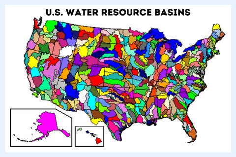 Water resource basins within the United States.