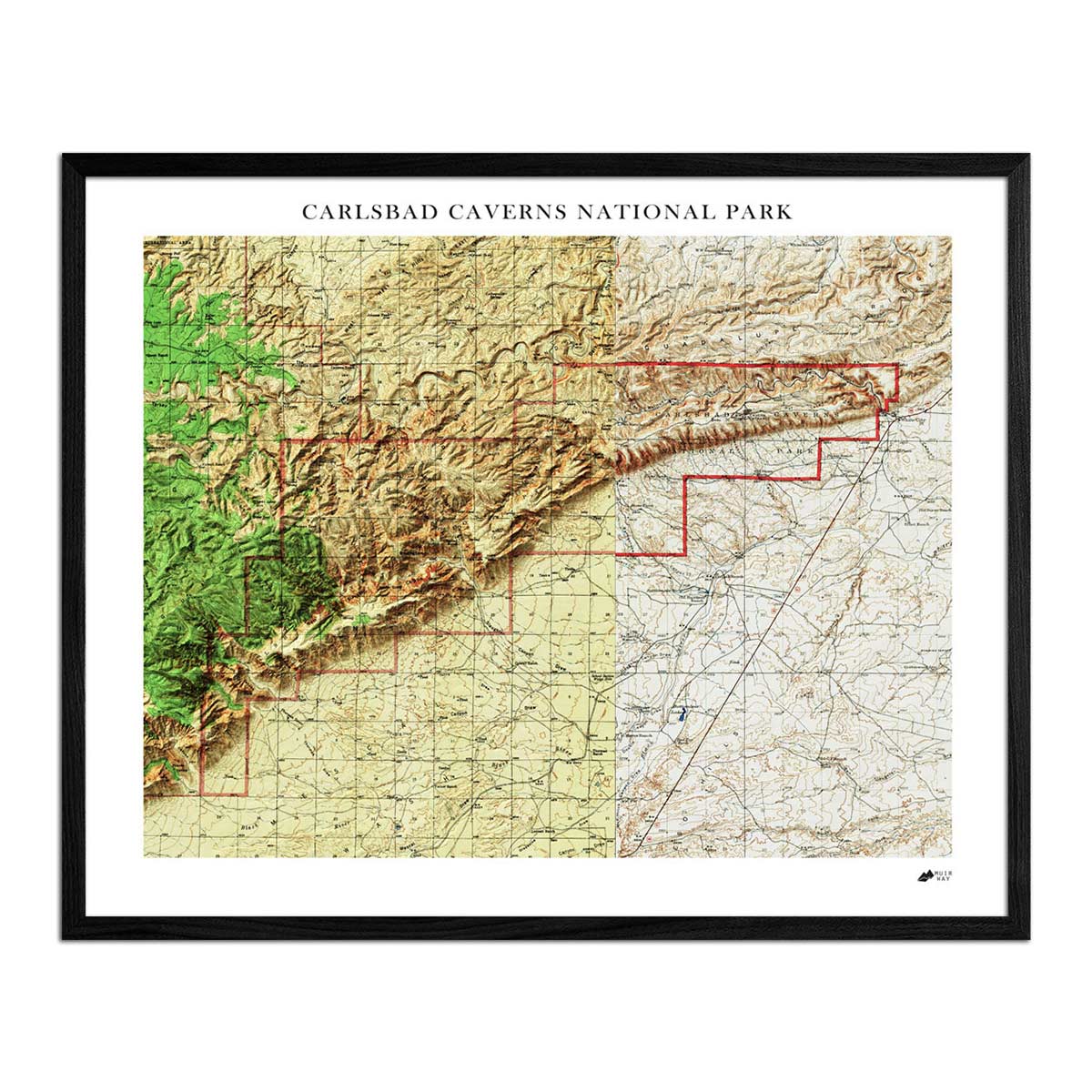 Relief Map of Carlsbad Caverns National Park