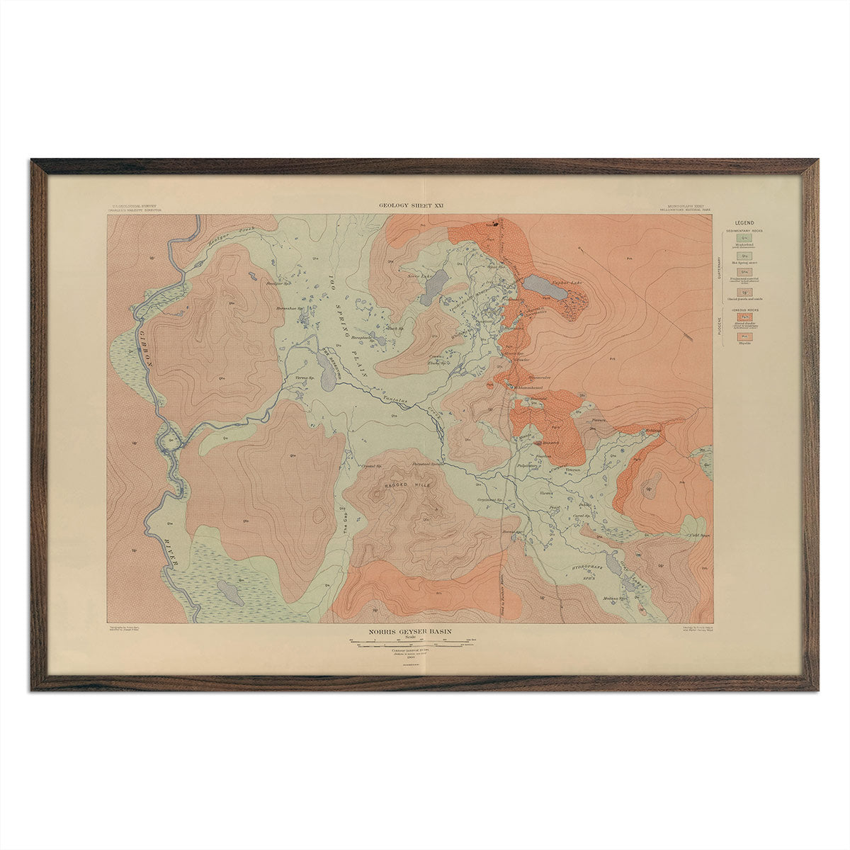 Yellowstone Geologic Map of Norris Geyser Basin 1904 