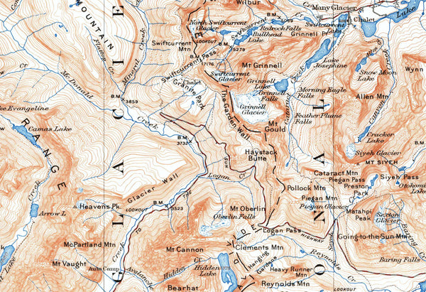 Glacier National Park 1938 USGS Map - Muir Way