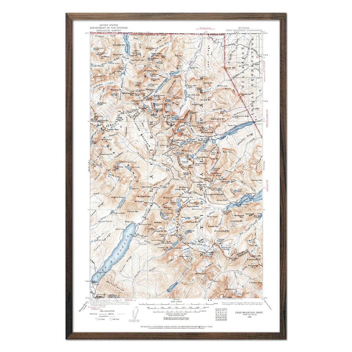 Glacier National Park Map 1938